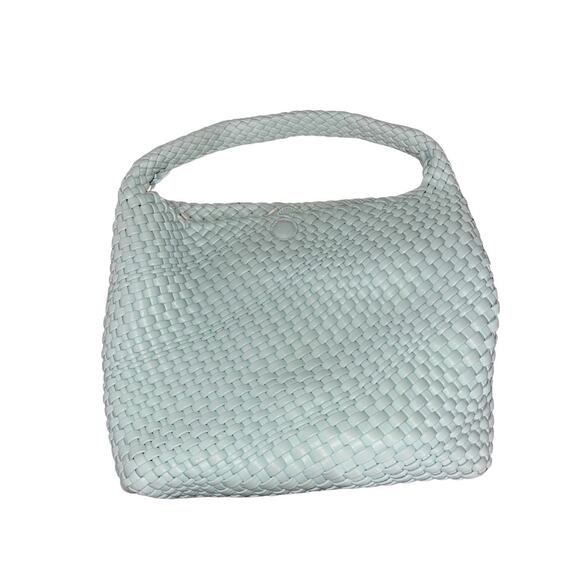 Rachel Zoe Aqua Woven Blue Hobo Shoulder Bag with matching pouch vegan leather - Picture 2 of 9